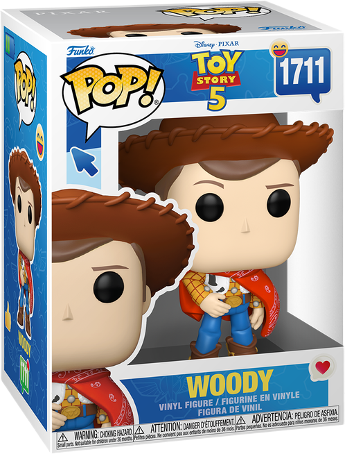 فانکو پاپ وودی شماره 1711 اورجینال از انیمیشن Toy Story 5 با کلاه قهوهای گاوچرانی و لباس جلیقهای