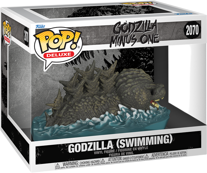 فانکو پاپ دلاکس گودزیلا شماره 2070 اورجینال از فیلم Godzilla Minus One نسخه در حال شنا Swimming با بالههای بزرگ روی موج آب