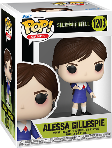 فانکو پاپ آلسا گیلسپی شماره 1203 اورجینال از بازی Silent Hill با موهای قهوهای، لباس فرم مدرسه سرمهای و چشمان تمام سیاه مقتدر