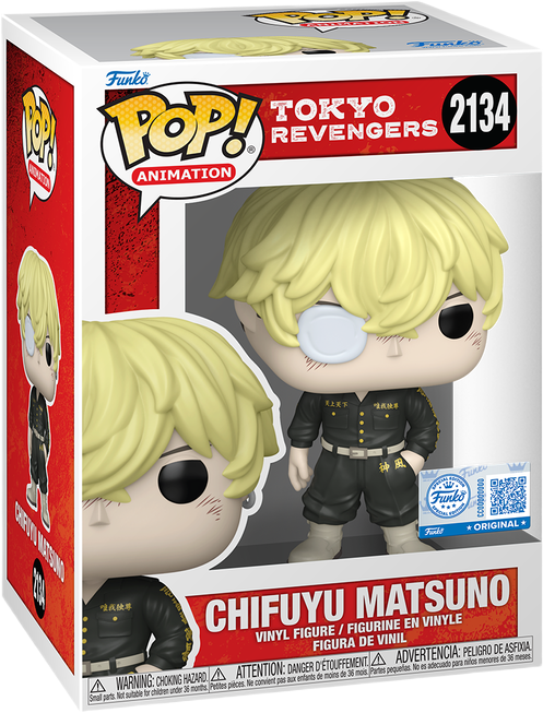فانکو پاپ چیفویو ماتسونو شماره 2134 اورجینال از انیمه Tokyo Revengers با موهای دو رنگ بلوند و مشکی، یونیفرم سیاه گنگ تومان و پیرسینگ گوش