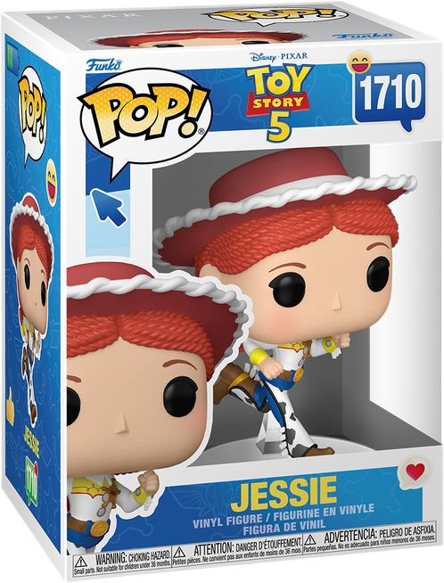 فانکو پاپ جسی شماره 1710 اورجینال از انیمیشن Toy Story با کلاه گاوچرانی قرمز، موهای بافته‌شده شرابی، لباس وسترن سفید و زرد و شلوار طرح گاو