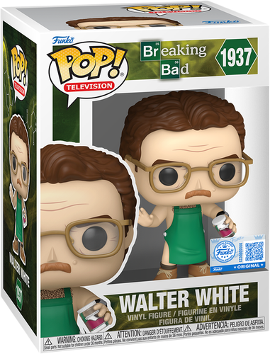 فانکو پاپ والتر وایت با پیش بند سبز Walter White in Green Apron شماره 1937 اورجینال از سریال Breaking Bad با لباس زیر، پیشبند سبز آشپزی و عینک