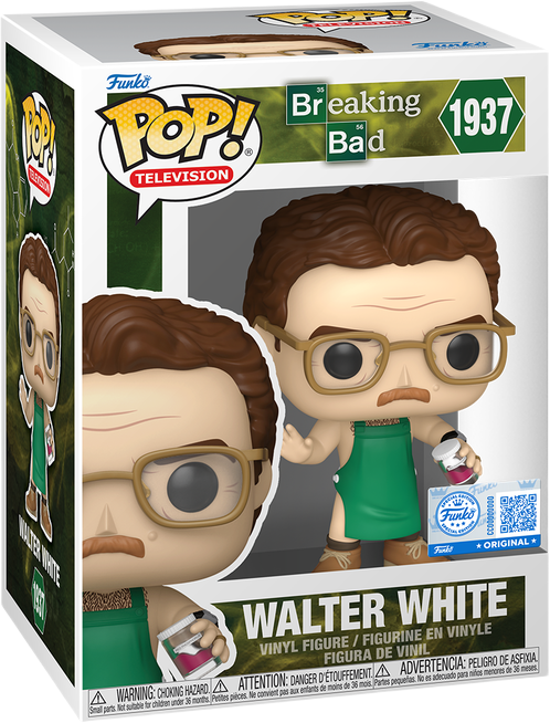 فانکو پاپ والتر وایت با پیش بند سبز Walter White in Green Apron شماره 1937 اورجینال از سریال Breaking Bad با لباس زیر، پیشبند سبز آشپزی و عینک