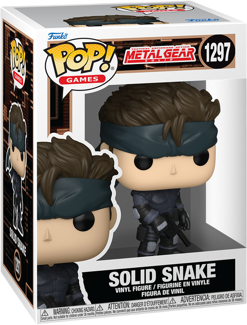 فانکو پاپ سولید اسنیک شماره 1297 اورجینال از بازی Metal Gear Solid با لباس نبرد Sneaking Suit، هدبند خاکستری روی سر و کلت صداخفه‌کن‌دار در دست