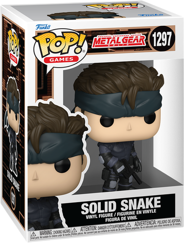 فانکو پاپ سولید اسنیک شماره 1297 اورجینال از بازی Metal Gear Solid با لباس نبرد Sneaking Suit، هدبند خاکستری روی سر و کلت صداخفهکندار در دست