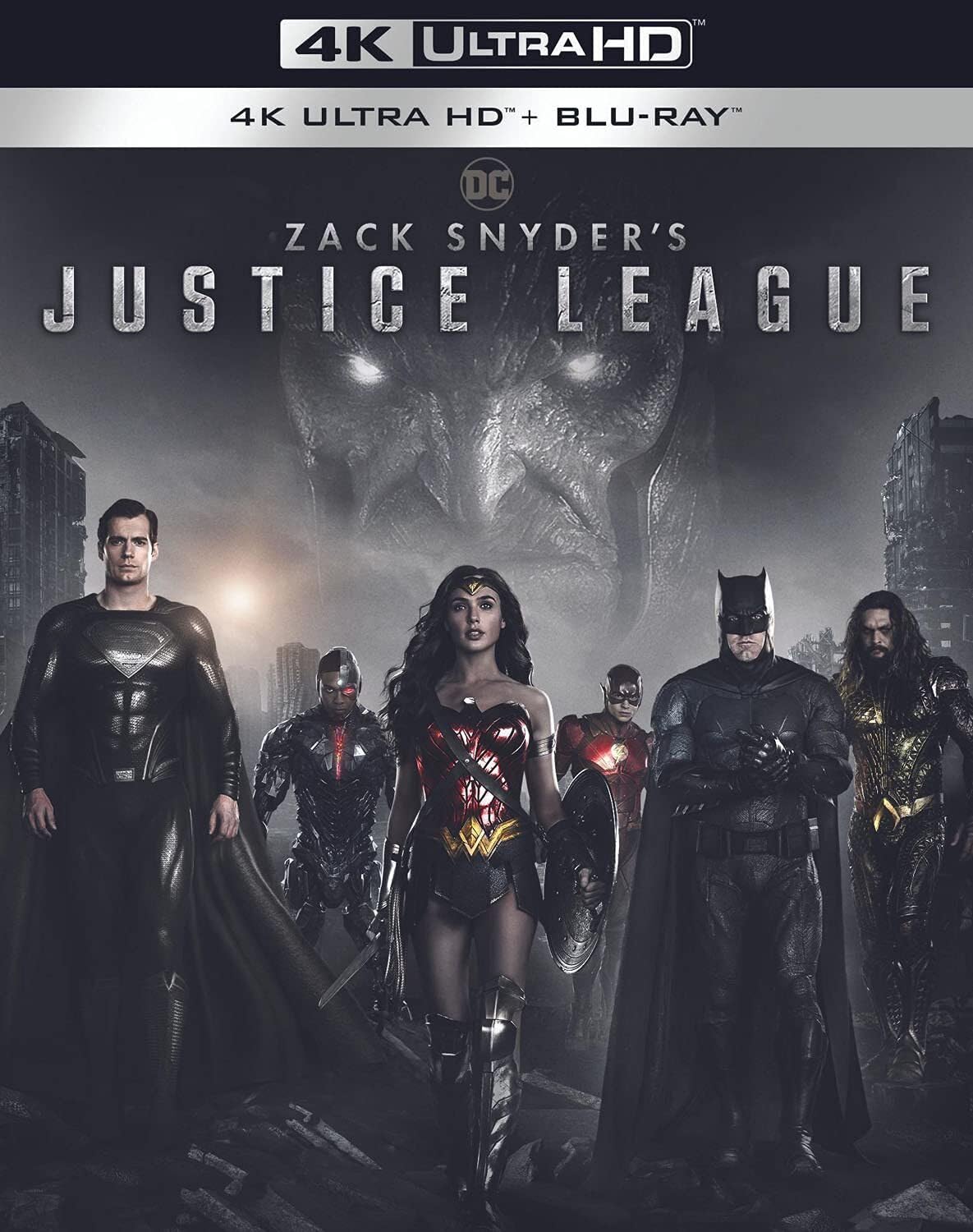 پکیج بلوری ۴K UHD اورجینال فیلم Zack Snyder's Justice League با پوستر اعضای لیگ عدالت و کیفیت تصویر 4K Ultra HD و Dolby Atmos