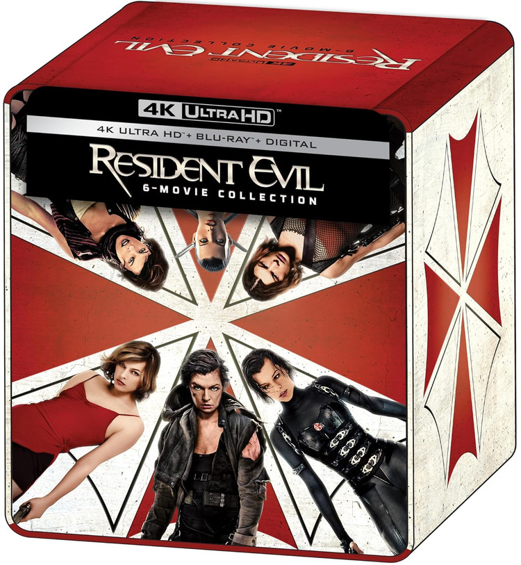 پکیج کامل ۴K بلوری Resident Evil Ultra HD Collection ۱۲ دیسکه شامل ۶ قاب استیلبوک فلزی با کیفیت 4K Ultra HD و لوگوی امبرلا