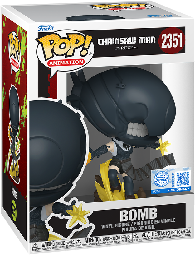 فیگور فانکو پاپ اورجینال شماره ۲۳۵۱ کاراکتر Bomb (Bomb Devil) از انیمه Chainsaw Man با طراحی اختصاصی سر کلاهک بمبی و لباس مبارزه