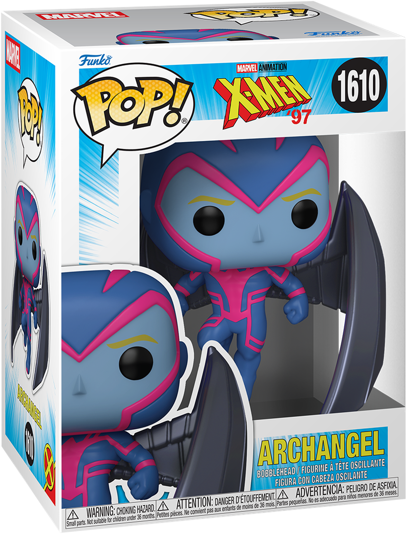 فیگور فانکو پاپ اورجینال شماره ۱۶۱۰ کاراکتر Archangel از انیمیشن X-Men 97 با بال‌های فلزی نقره‌ای و لباس رزمی جهش‌یافته
