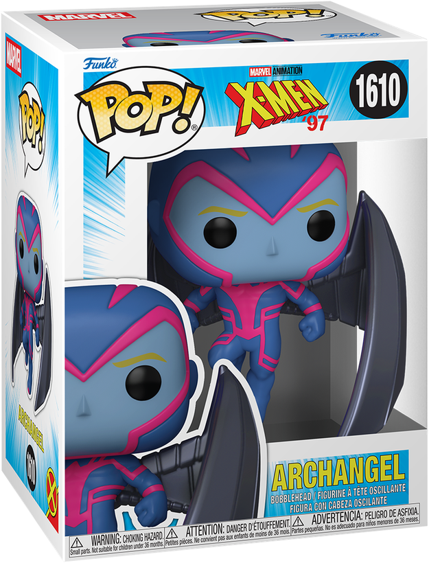 فیگور فانکو پاپ اورجینال شماره ۱۶۱۰ کاراکتر Archangel از انیمیشن X-Men 97 با بالهای فلزی نقرهای و لباس رزمی جهشیافته