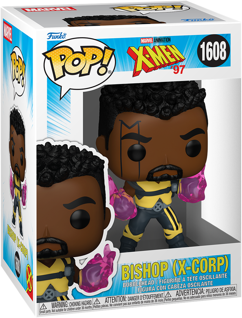 فیگور فانکو پاپ اورجینال شماره ۱۶۰۸ کاراکتر Bishop X-Corp از انیمیشن X-Men 97 با تفنگ لیزری آینده‌نگرانه و علامت 'M' روی چشم