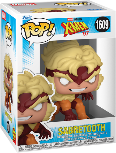 فیگور فانکو پاپ اورجینال شماره ۱۶۰۹ کاراکتر Sabretooth از انیمیشن X-Men 97 با چنگالهای تیز رزمی و لباس خزدار زرد و قهوهای